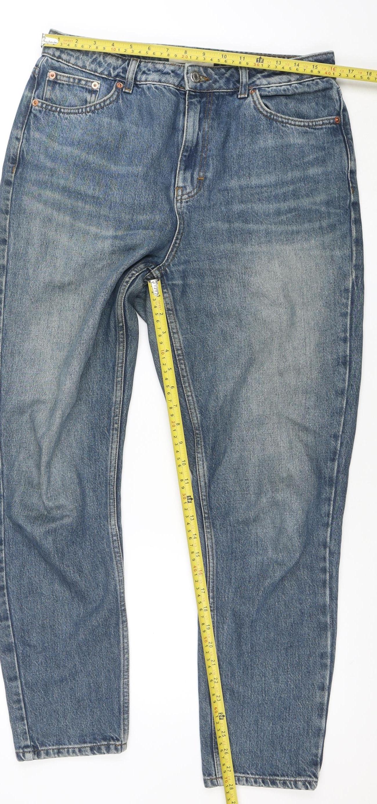 Topshop Women’s Blue Mom Jeans Size 14 Regular High Rise Denim