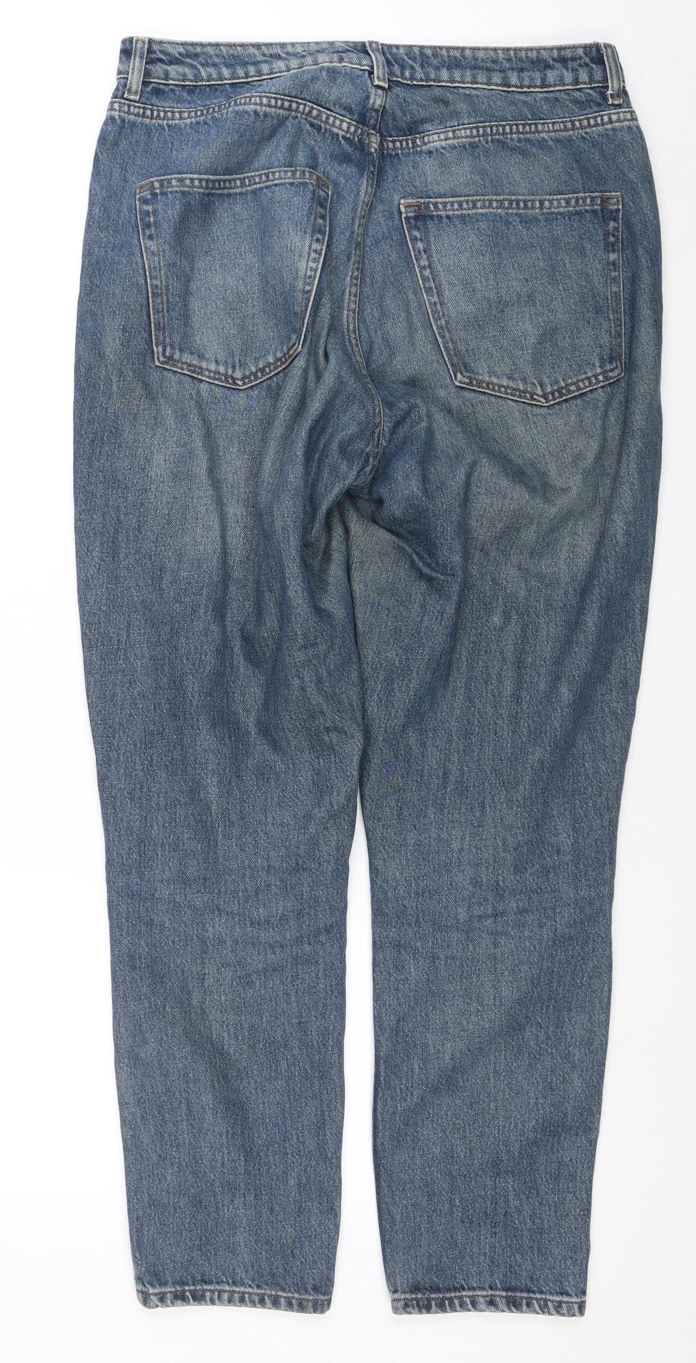 Topshop Women’s Blue Mom Jeans Size 14 Regular High Rise Denim