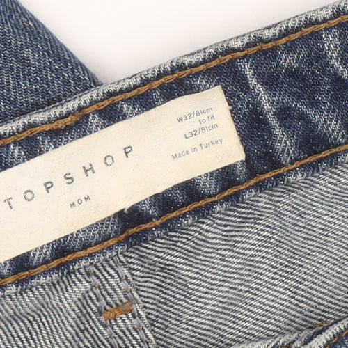 Topshop Women’s Blue Mom Jeans Size 14 Regular High Rise Denim