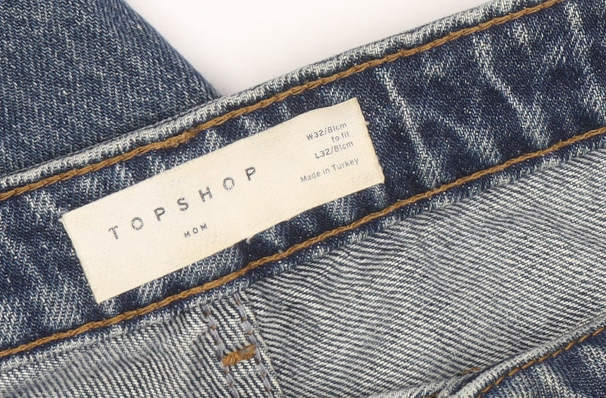 Topshop Women’s Blue Mom Jeans Size 14 Regular High Rise Denim