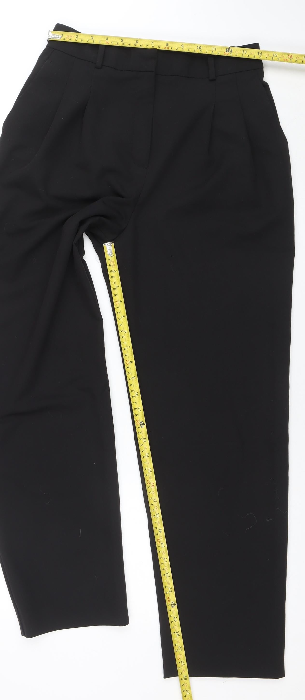 MNG Women's Black Regular Fit Pleated Work Trousers Size 10