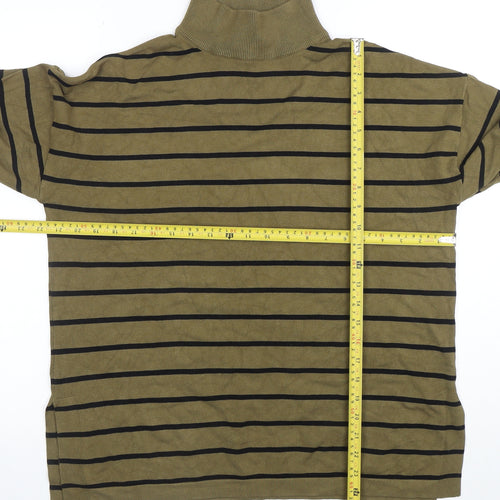b.young Women's Green Striped Roll Neck Knit Jumper Size S