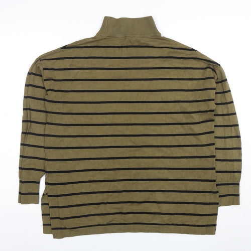 b.young Women's Green Striped Roll Neck Knit Jumper Size S