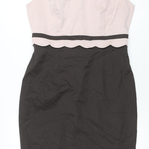 Phase Eight Women Beige Brown Sheath Dress Size 14 Formal