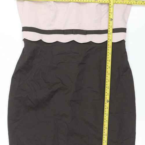 Phase Eight Women Beige Brown Sheath Dress Size 14 Formal