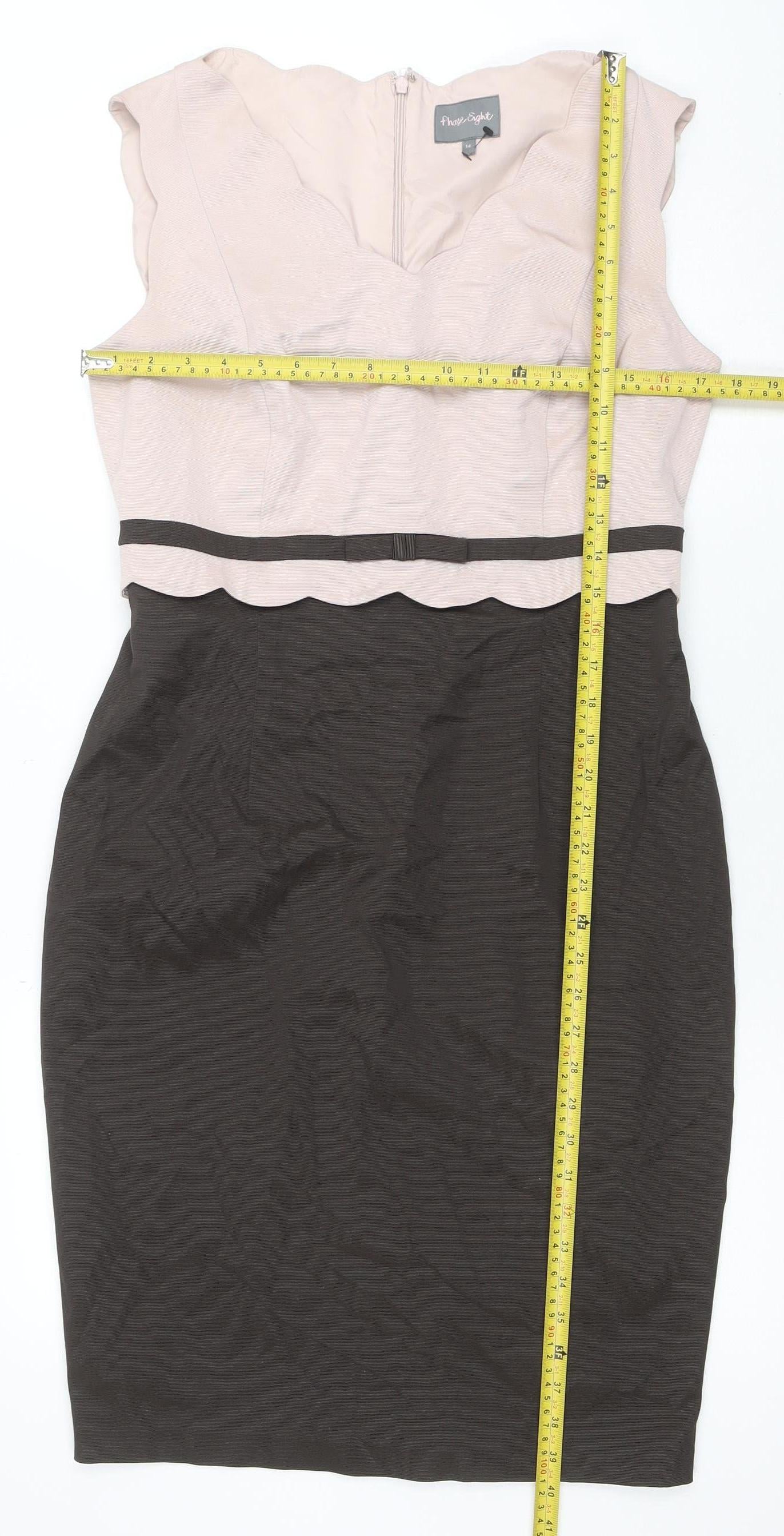 Phase Eight Women Beige Brown Sheath Dress Size 14 Formal