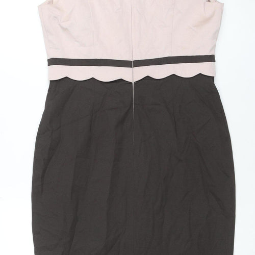 Phase Eight Women Beige Brown Sheath Dress Size 14 Formal
