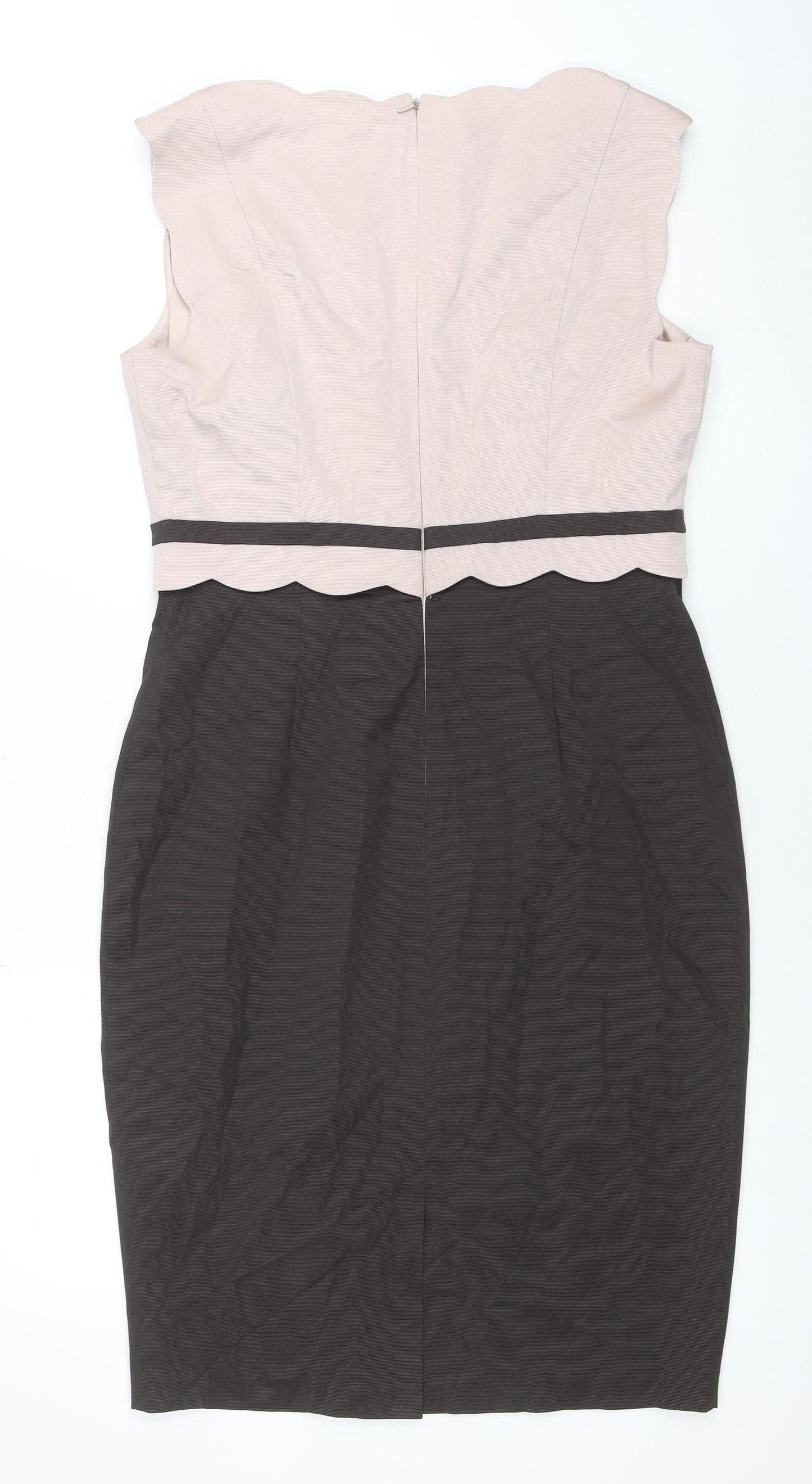 Phase Eight Women Beige Brown Sheath Dress Size 14 Formal