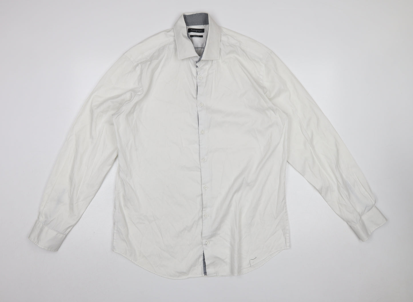 Marks and Spencer Autograph Men's White Tailored Fit Cotton Shirt 16.5in 42