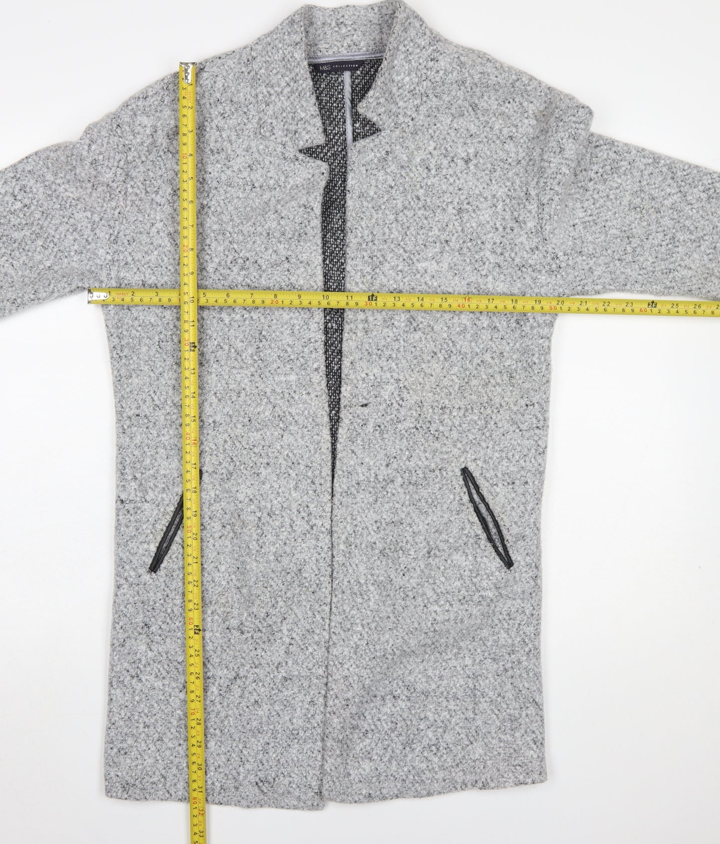 Marks and Spencer Women Grey Marl Long Sleeve Open Cardigan UK 10