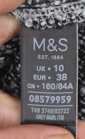Marks and Spencer Women Grey Marl Long Sleeve Open Cardigan UK 10