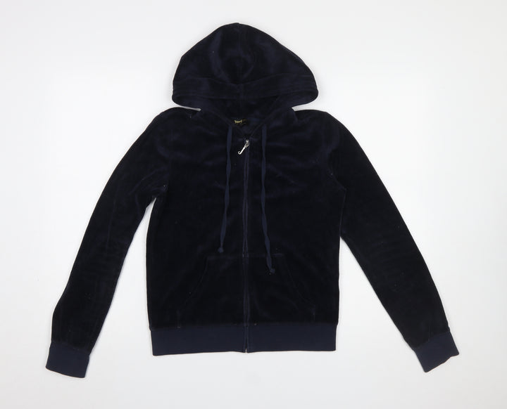 Juicy Couture Black Label Women's Navy Velour Full Zip Hoodie Size S