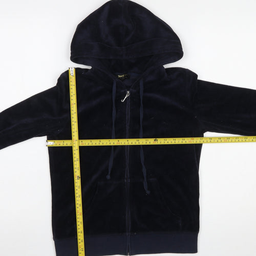 Juicy Couture Black Label Women's Navy Velour Full Zip Hoodie Size S