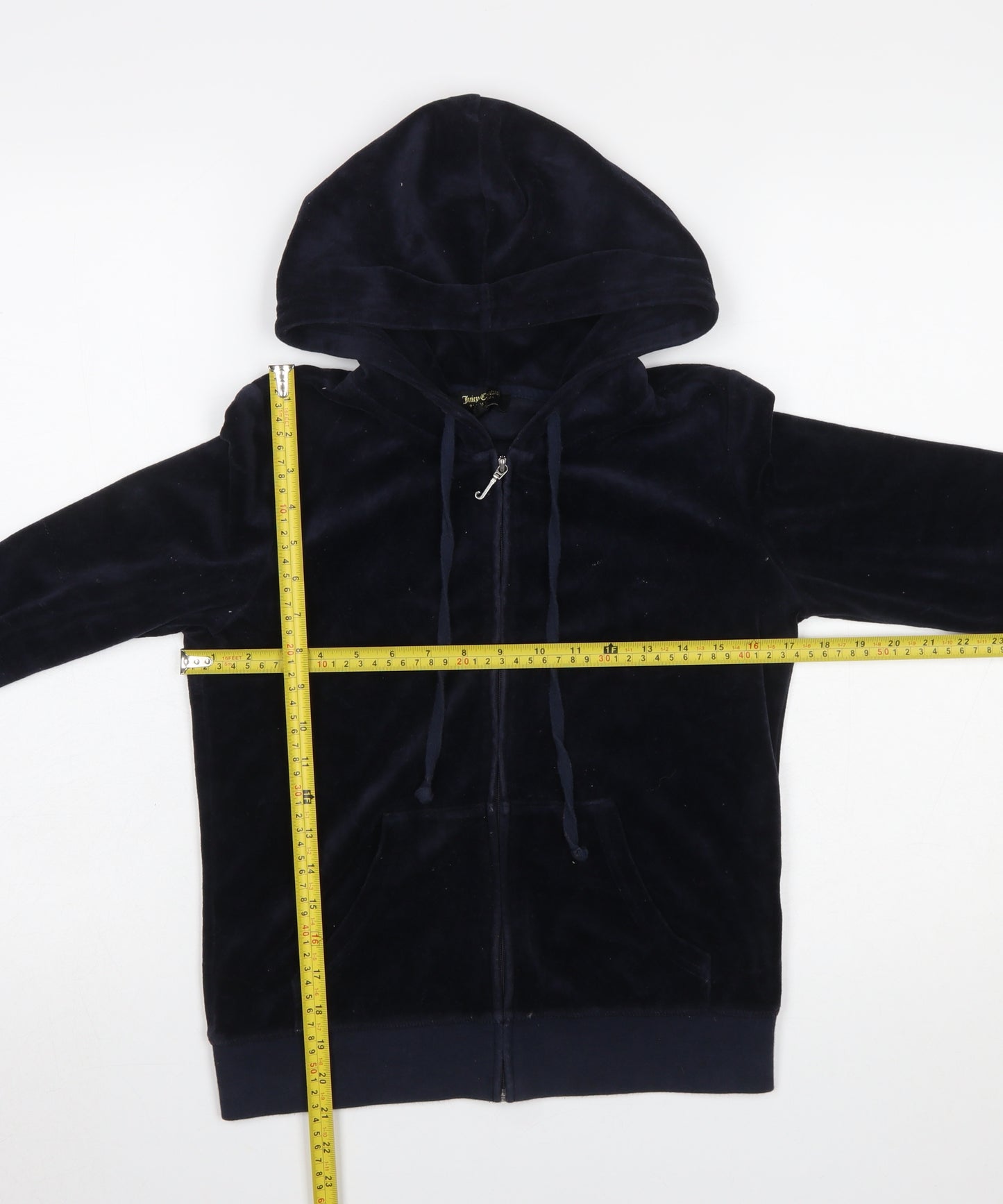 Juicy Couture Black Label Women's Navy Velour Full Zip Hoodie Size S
