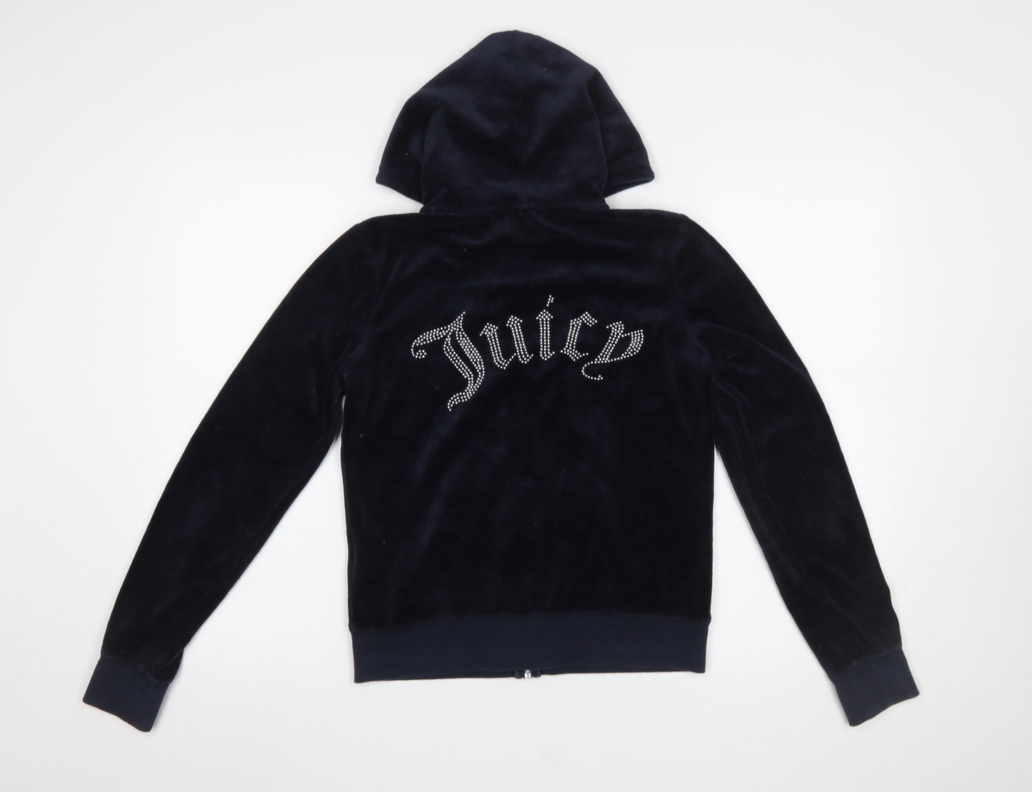 Juicy Couture Black Label Women's Navy Velour Full Zip Hoodie Size S