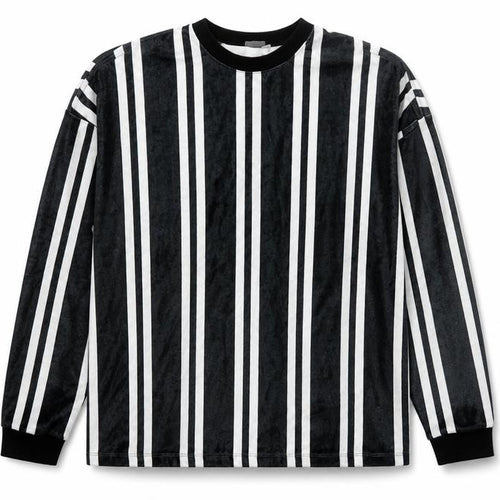 ASOS Women’s Black Striped Long Sleeve Velvet T-Shirt Size L