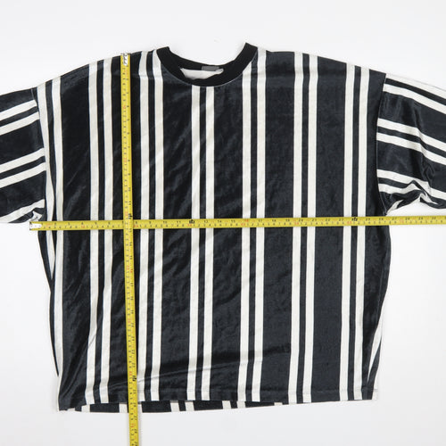ASOS Women’s Black Striped Long Sleeve Velvet T-Shirt Size L
