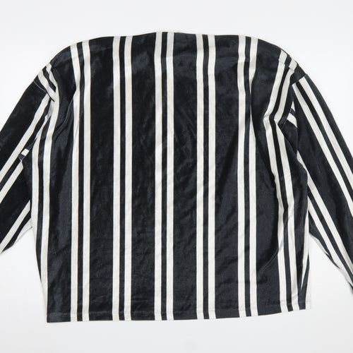 ASOS Women’s Black Striped Long Sleeve Velvet T-Shirt Size L