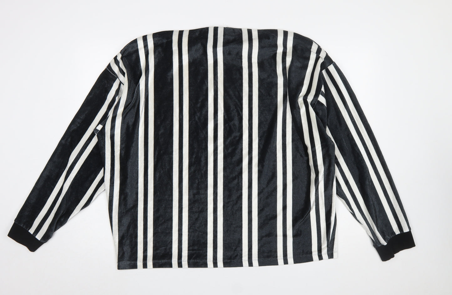 ASOS Women’s Black Striped Long Sleeve Velvet T-Shirt Size L