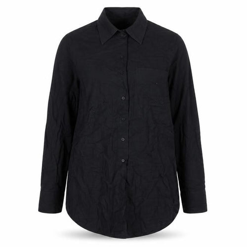 COS Women's Black Linen Cotton Long Sleeve Button-Up Shirt Size 4