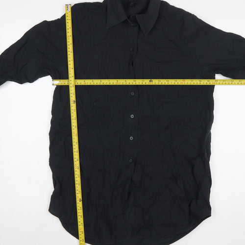 COS Women's Black Linen Cotton Long Sleeve Button-Up Shirt Size 4