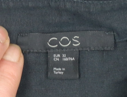 COS Women's Black Linen Cotton Long Sleeve Button-Up Shirt Size 4