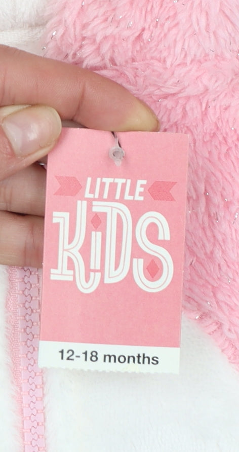 Matalan Unisex Baby Pink Hooded Hippo Babygrow 12-18 Months Fleece Zip