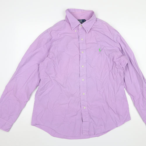 Ralph Lauren Men's Purple Button-Down Slim Fit Cotton Shirt XL