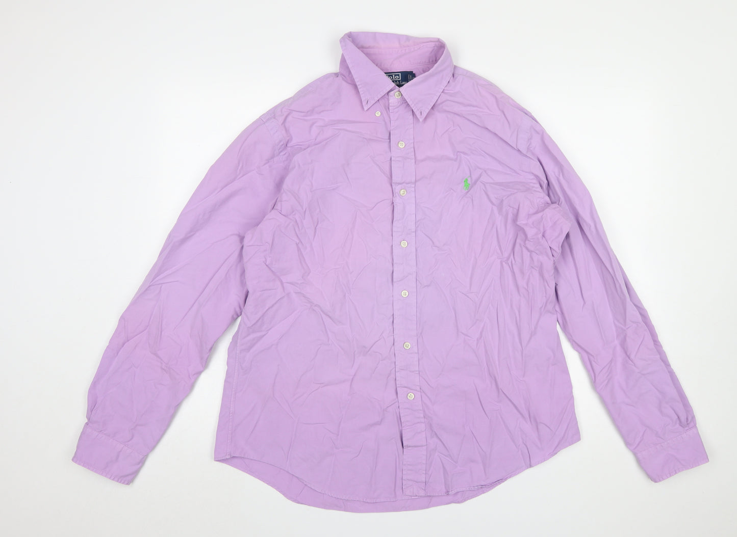 Ralph Lauren Men's Purple Button-Down Slim Fit Cotton Shirt XL