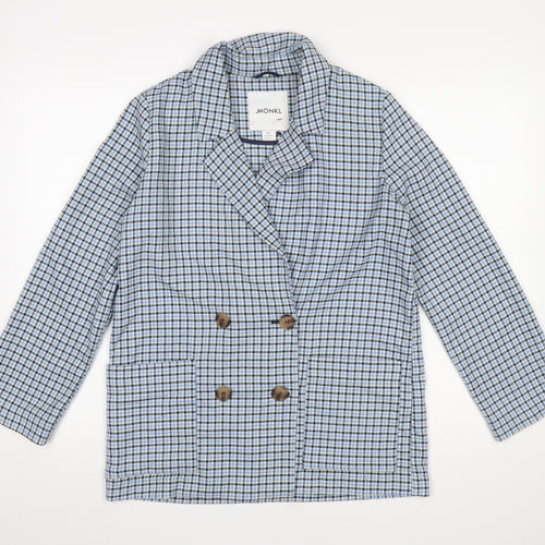 Monki Womens Blue Check Double-Breasted Blazer XS