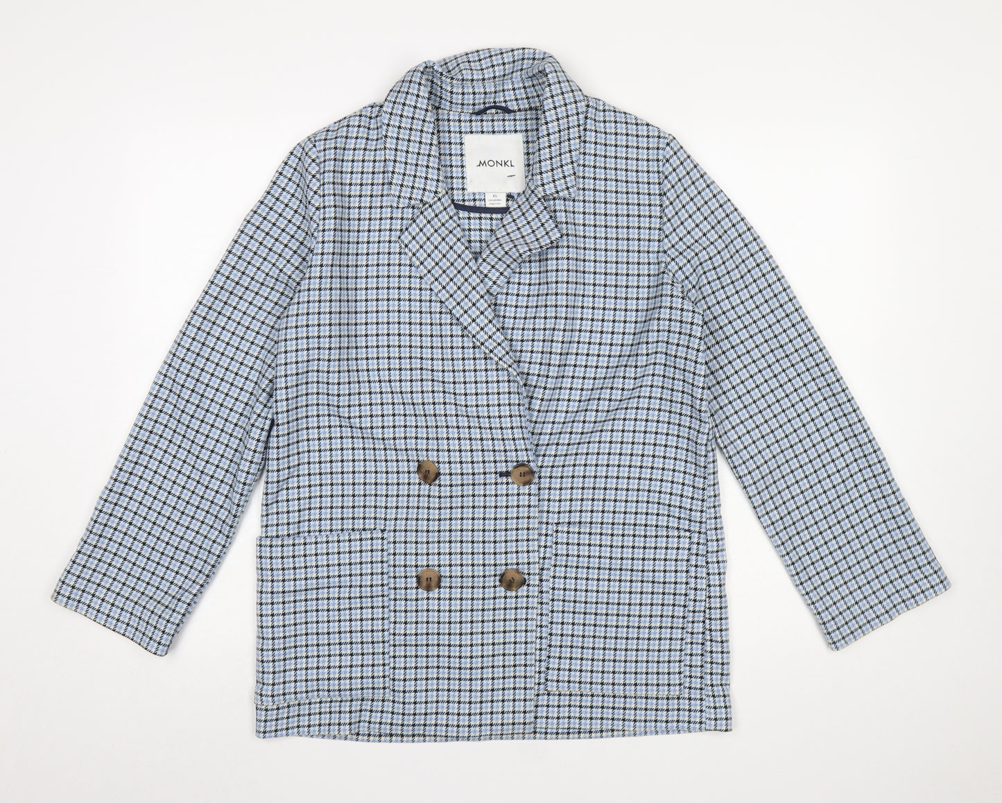 Monki Womens Blue Check Double-Breasted Blazer XS
