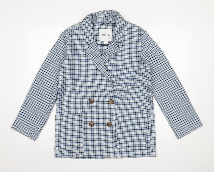 Monki Womens Blue Check Double-Breasted Blazer XS
