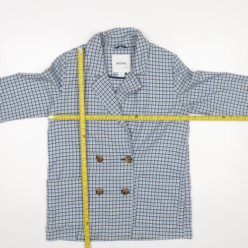Monki Womens Blue Check Double-Breasted Blazer XS