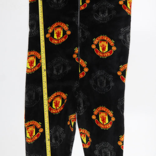 Manchester United Boys Black Fleece One Piece Hooded Pyjamas 13-14 Years