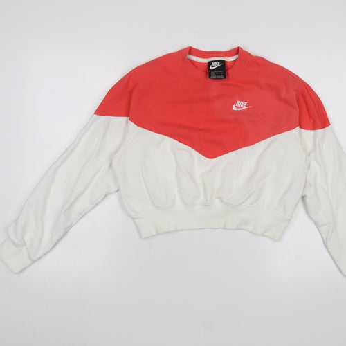 Nike Women's Red & White Crew Neck Pullover Sweatshirt Size S