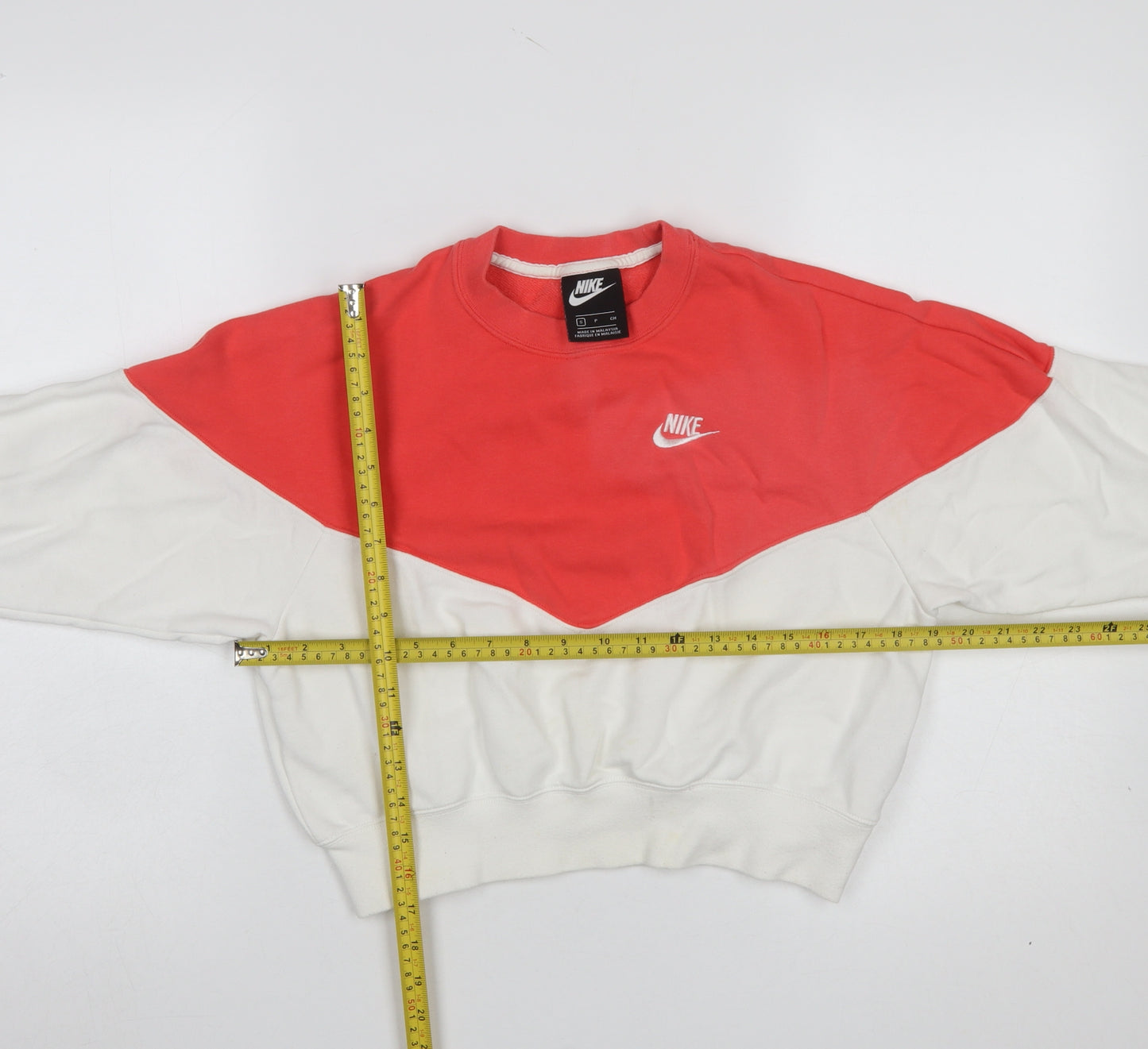 Nike Women's Red & White Crew Neck Pullover Sweatshirt Size S