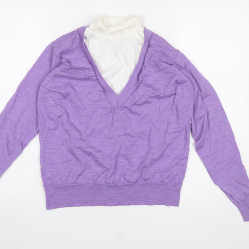 Sandro Women Purple V-Neck Wool Jumper Size 10