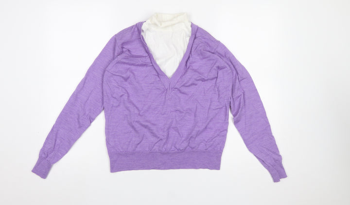 Sandro Women Purple V-Neck Wool Jumper Size 10