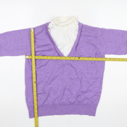 Sandro Women Purple V-Neck Wool Jumper Size 10