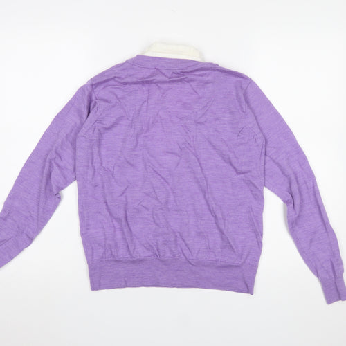 Sandro Women Purple V-Neck Wool Jumper Size 10