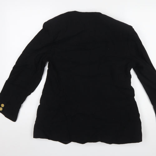 Jaeger Women Black Pure Wool Blazer UK 14 Single-Breasted Jacket