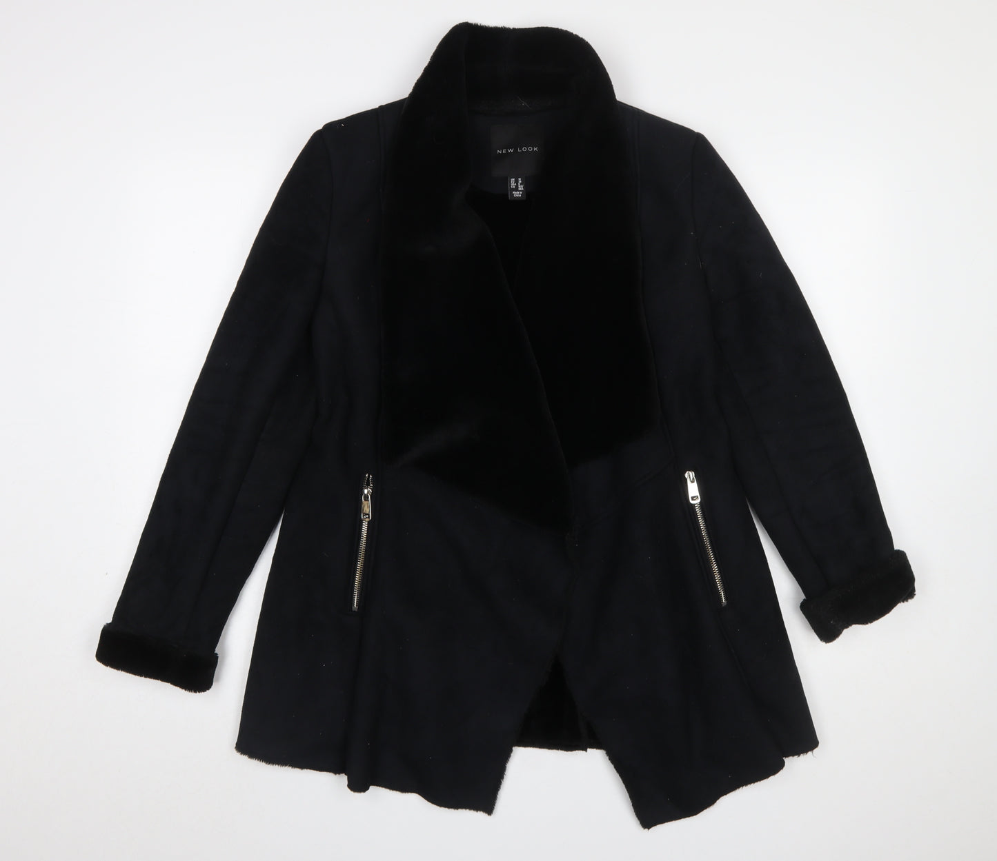 New Look Women’s Black Faux Fur Lined Biker Jacket UK 10