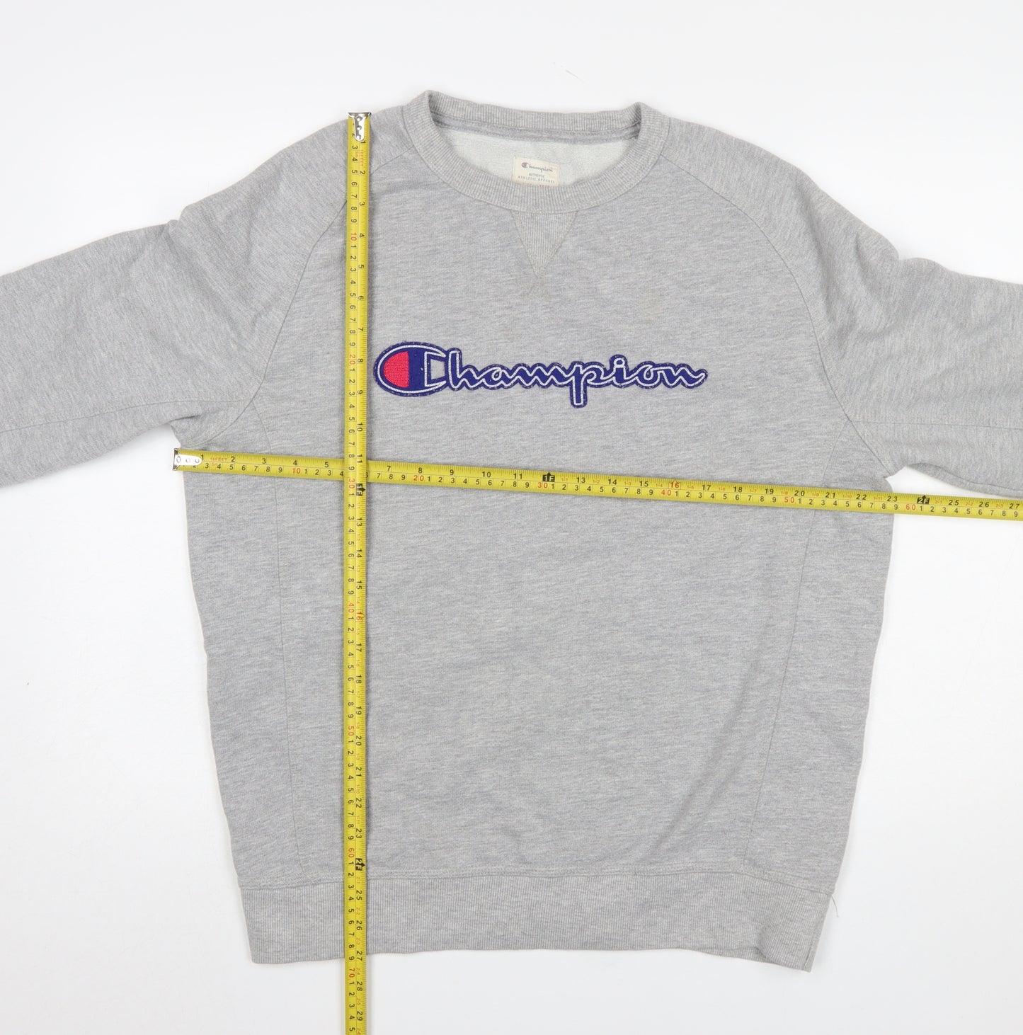 Champion Mens Grey Large Pullover Sweatshirt Embroidered Logo