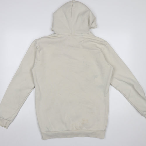 adidas Men Beige Pullover Hoodie Small Regular Fit Fleece Logo