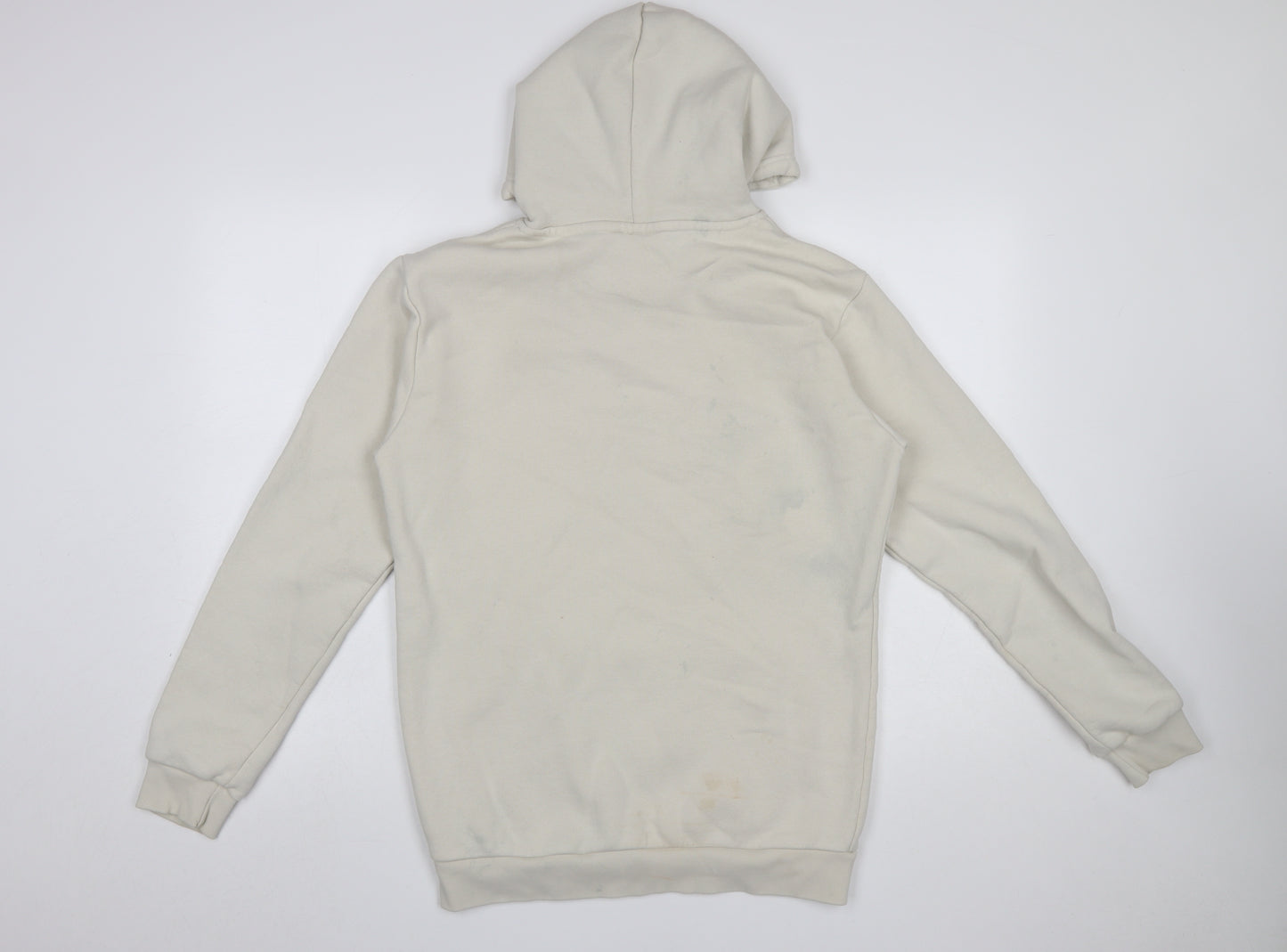adidas Men Beige Pullover Hoodie Small Regular Fit Fleece Logo