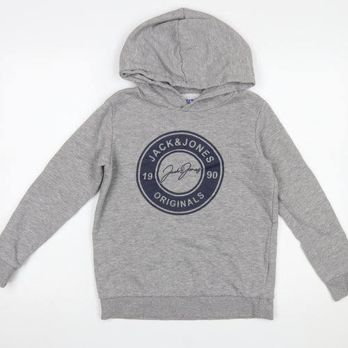 Jack & Jones Boys Grey Hooded Pullover Sweatshirt Size 152cm