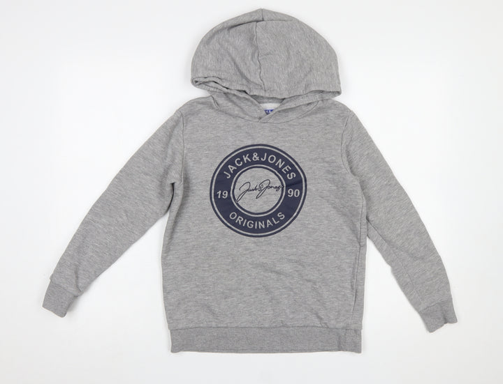 Jack & Jones Boys Grey Hooded Pullover Sweatshirt Size 152cm