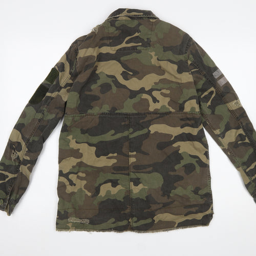 Bershka Women’s Green Camouflage Military Jacket Size 12
