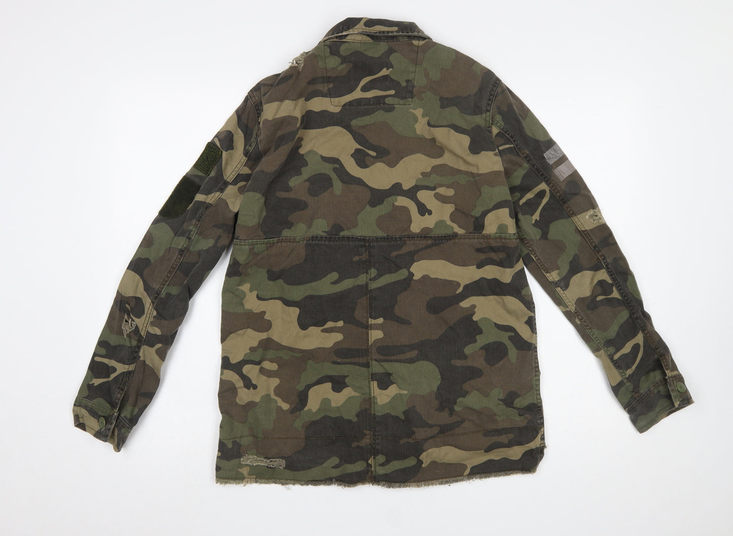 Bershka Women’s Green Camouflage Military Jacket Size 12