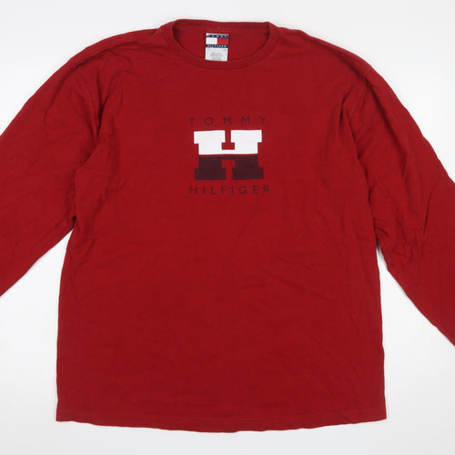 Tommy Hilfiger Men Red L Graphic Long Sleeve Cotton Pyjama Top